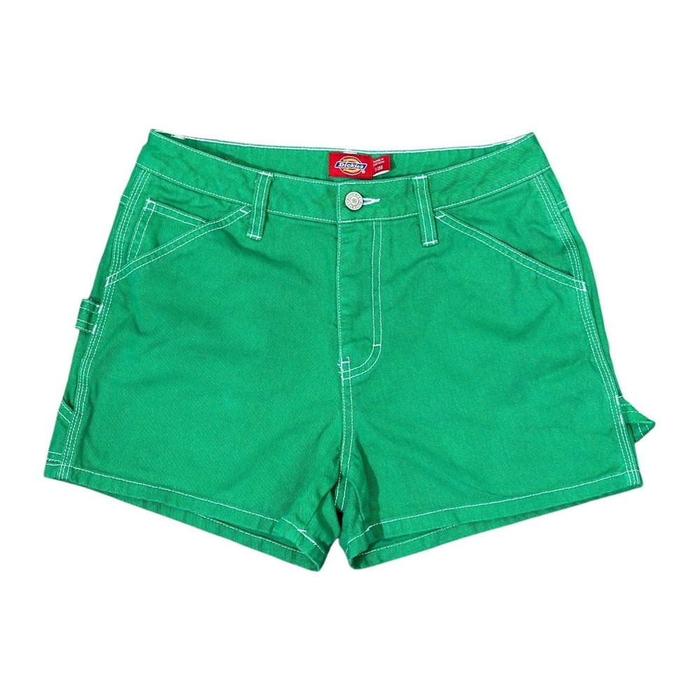 Dickies Kelly Green Carpenter Shorts White Contrast Stitch Utility Size 1/25